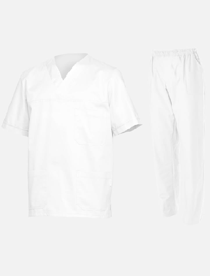 Costum Medical Be Unique M3 Unisex 120g | Set Bluză-Pantalon Alb