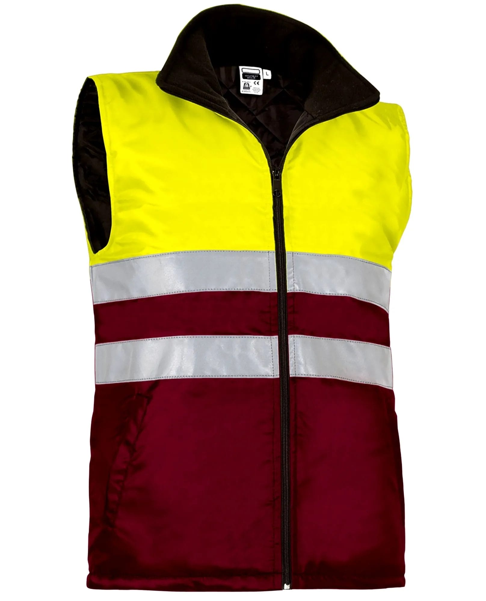 HIGHWAY HI-VIS VESTA Reflectorizanta, matlasata termic, impermeabila,  Galben fluorescent-Grena mahon