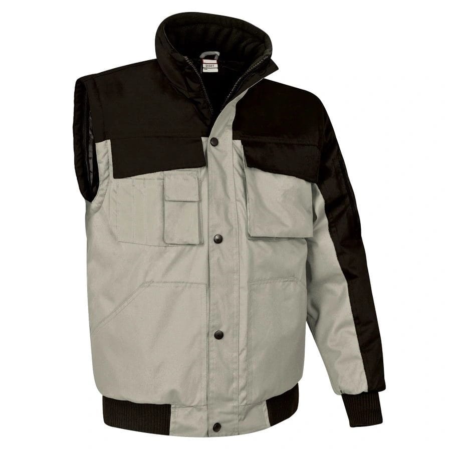 Jacheta matlasata cu mâneci detașabile, impermeabila, SCOOT Negru-Bej nisip