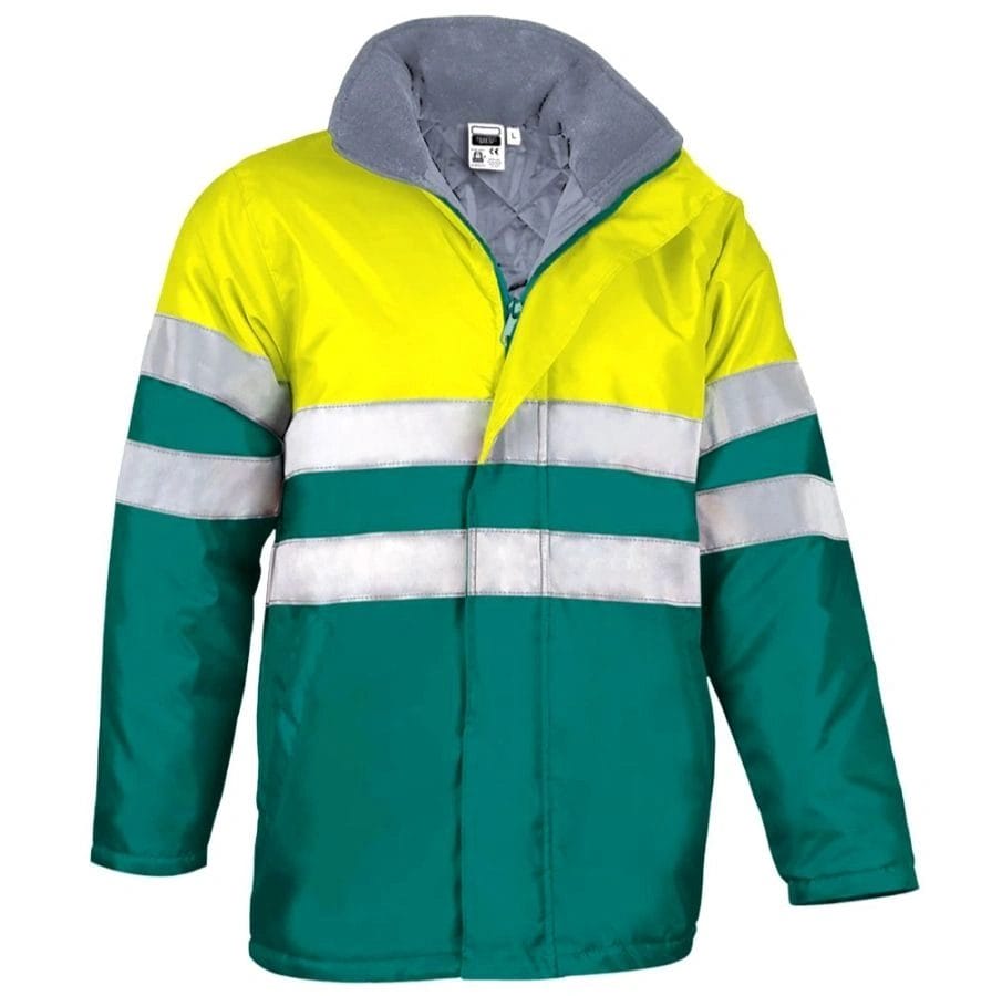 Jachetă Iarnă TRAFFIC Hi-Vis – Parka Impermeabilă și Termică cu gluga, Galben fluorescent-Verde amazonic