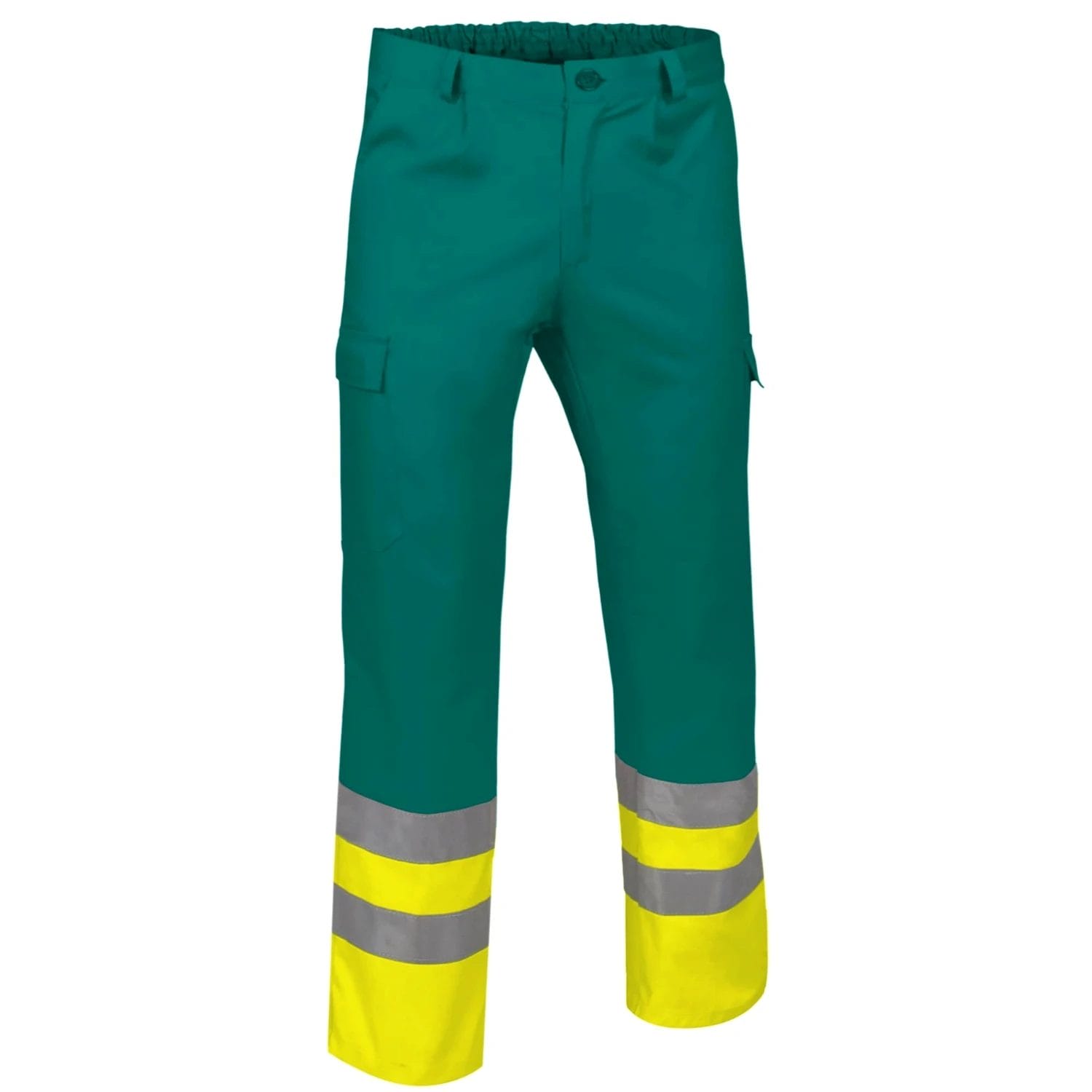 Pantaloni Reflectorizanți TRAIN – multibuzunare, bicolor, Galben fluorescent-Verde amazon