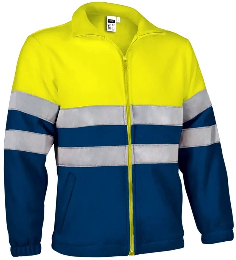 AIRPORT Jachetă fleece de Înaltă Vizibilitate, cu fermoar, Galben-Bleumarin