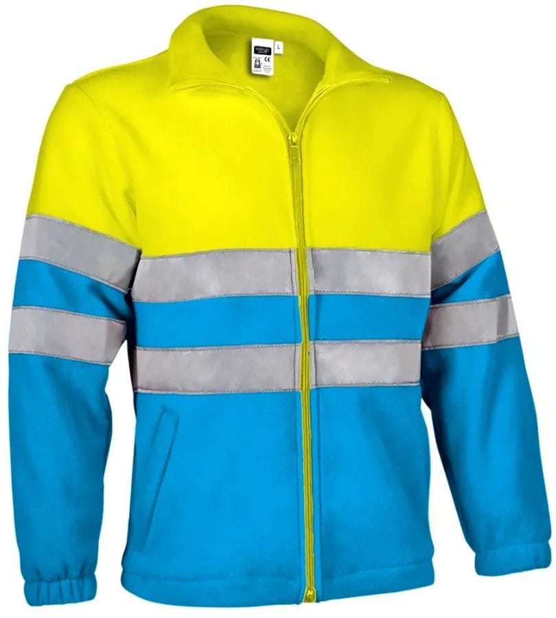 AIRPORT Jachetă fleece de Înaltă Vizibilitate, cu fermoar, Galben-Albastru tropical