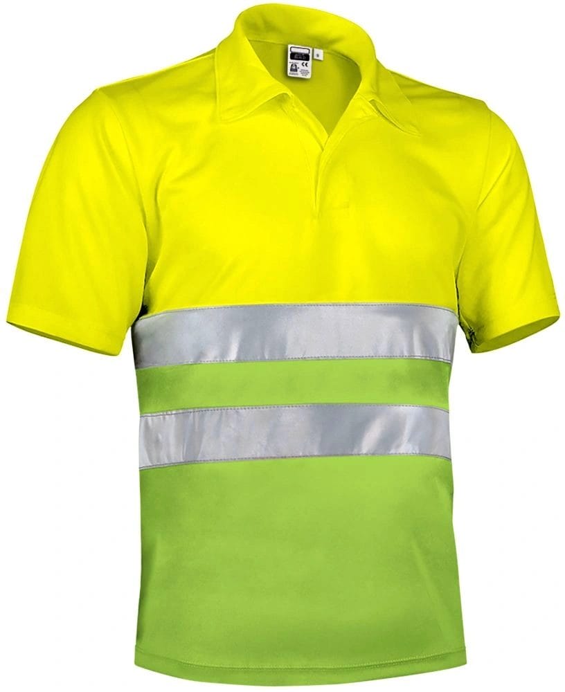 BUILD Tricou polo mânecă scurtă de Înaltă Vizibilitate, Galben-Verde mar