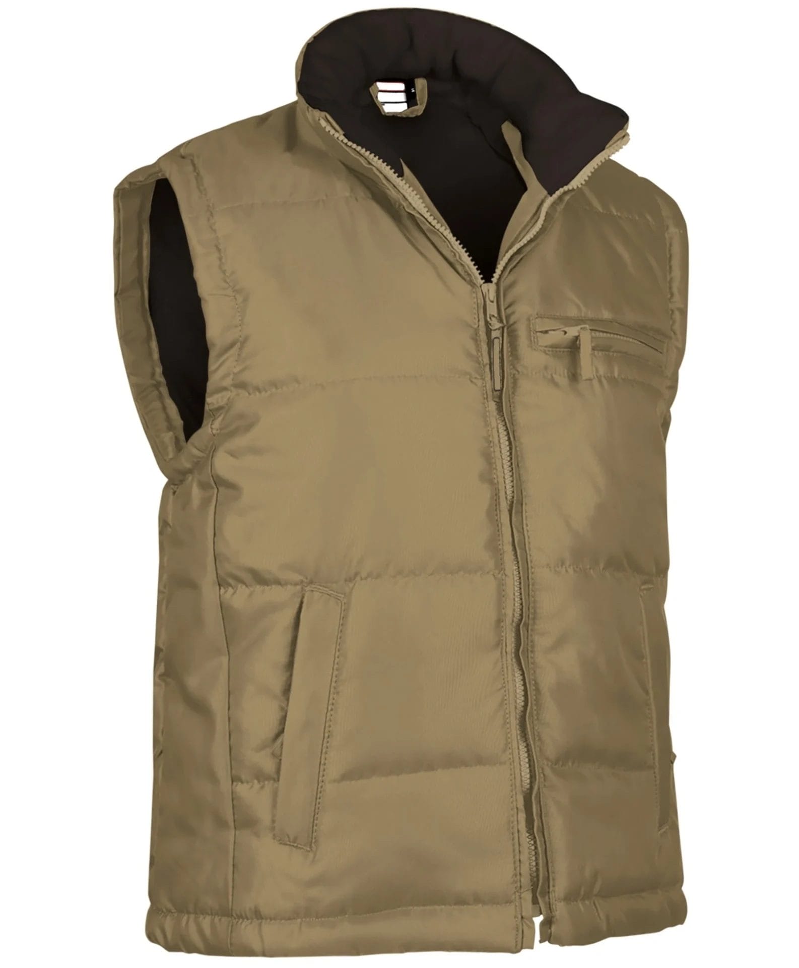 MONTANA Vesta vătuită extratermic, cu căptușeală din fleece, impermeabila, bicolora. Maro kamel-Negru