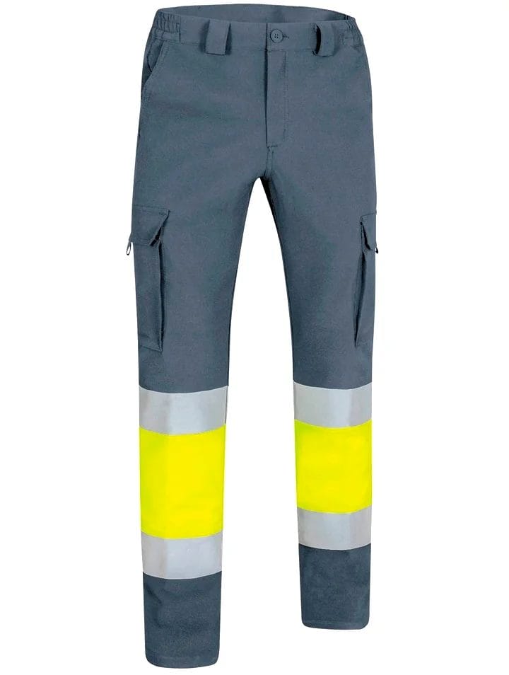 RIGEL HI-VIS Pantaloni reflectorizanți BI-STRETCH cu mai multe buzunare, Galben-Gri