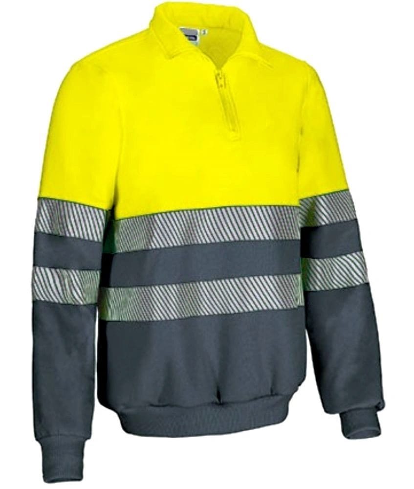 STIRLING Hanorac bicolor de Înaltă Vizibilitate cu fermoar scurt, Galben-Gri