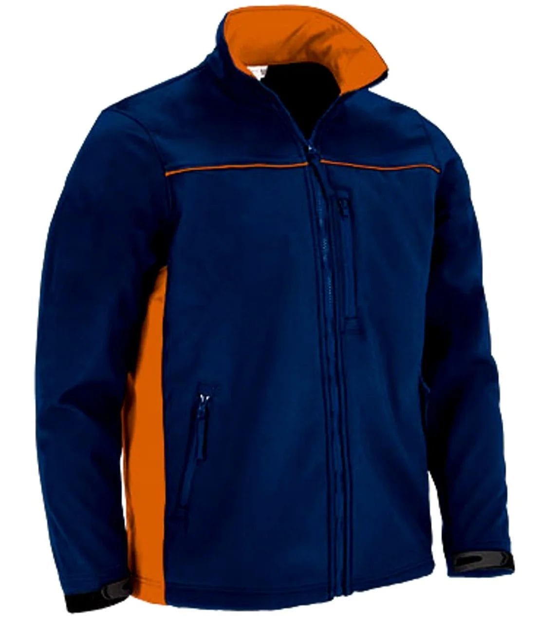 THUNDER Jachetă softshell bicolor cu trei buzunare, Bleumarin-Portocaliu