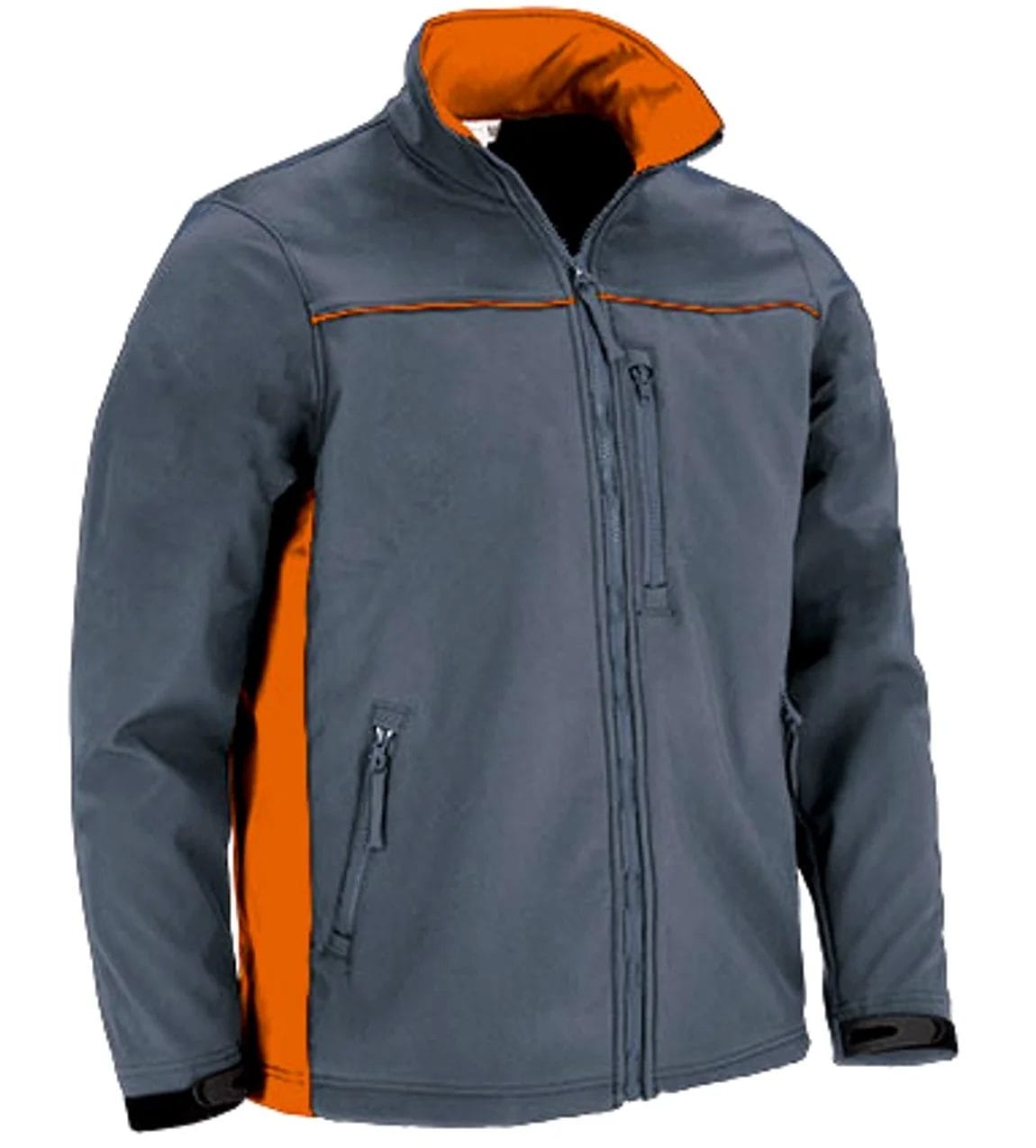 THUNDER Jachetă softshell bicolor cu trei buzunare, Gri-Portocaliu