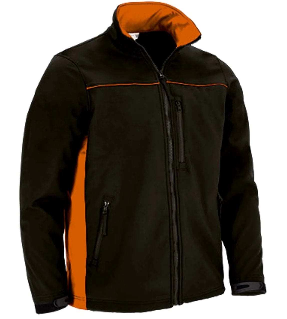 THUNDER Jachetă softshell bicolor cu trei buzunare, Negru-Portocaliu