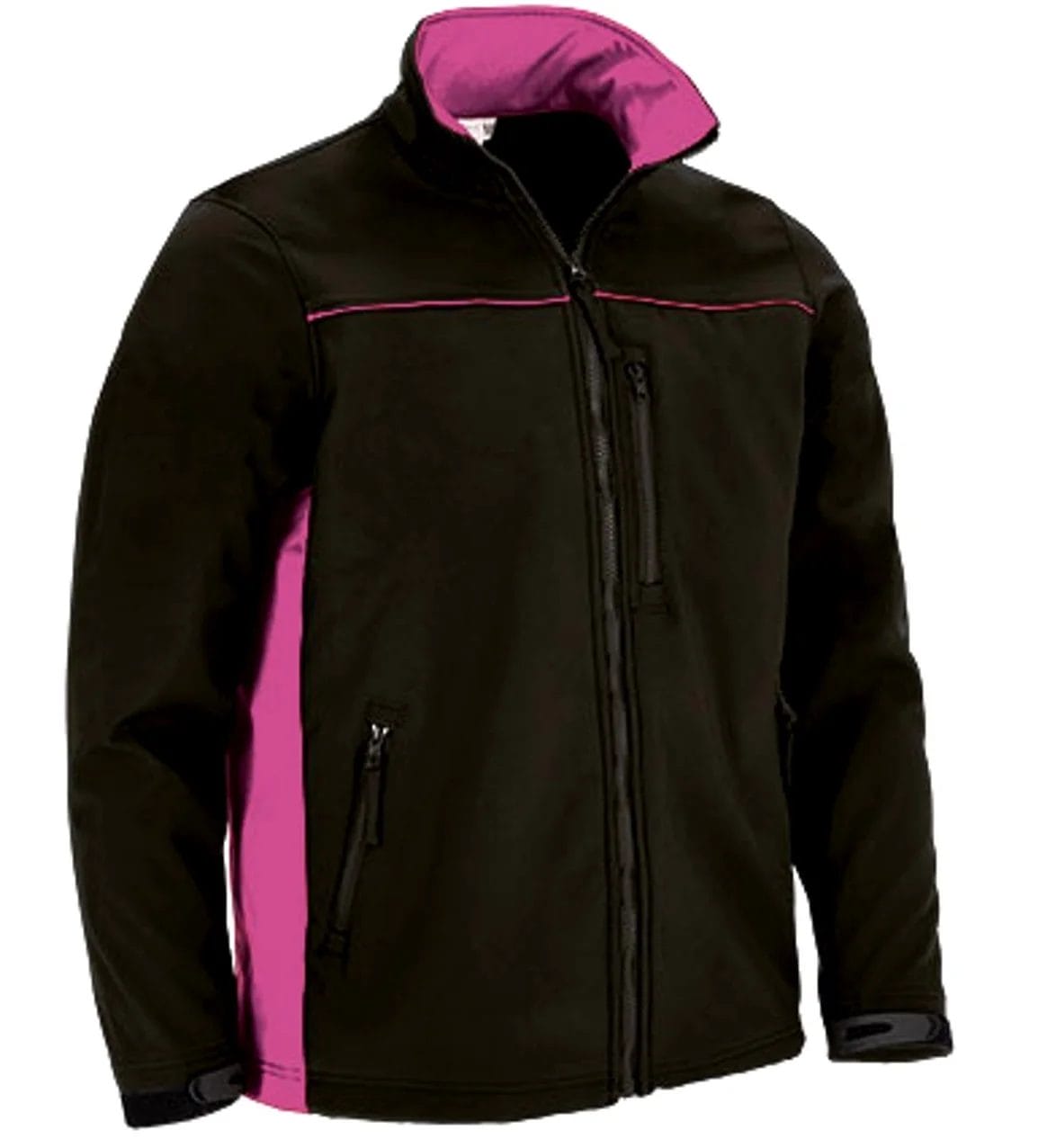 THUNDER Jachetă softshell bicolor cu trei buzunare, Negru-Roz magenta
