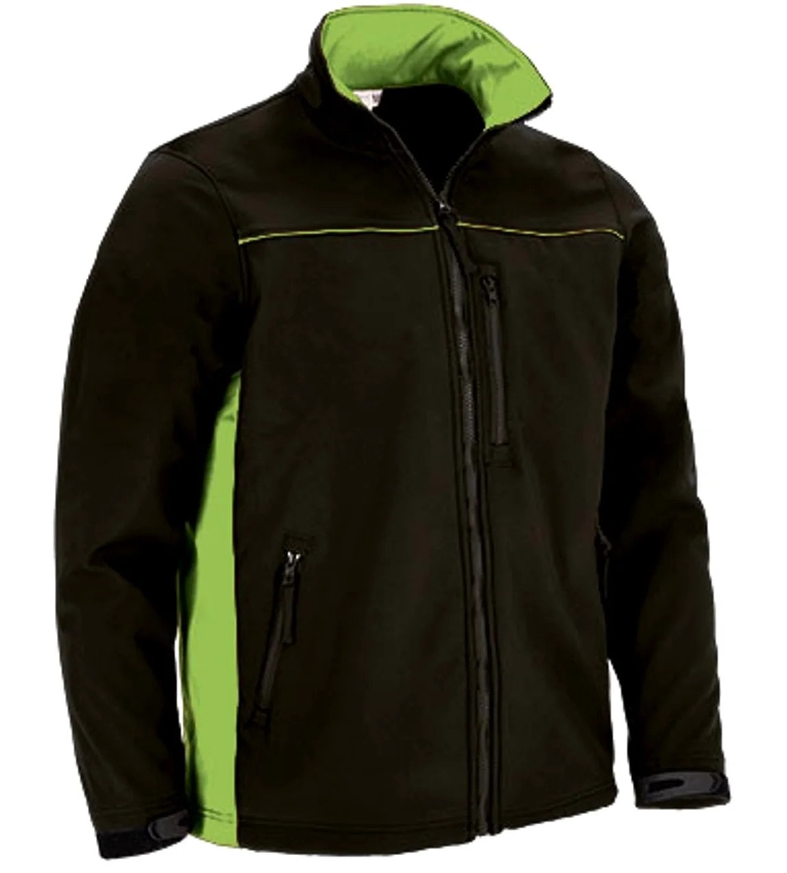 THUNDER Jachetă softshell bicolor cu trei buzunare, Negru-Verde mar