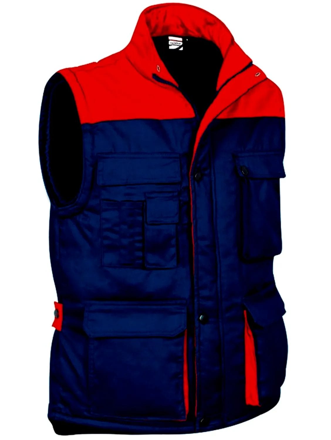 THUNDER Vestă matlasata termic, multi-buzunare, bicolora, Bleumarin-Rosu lotus