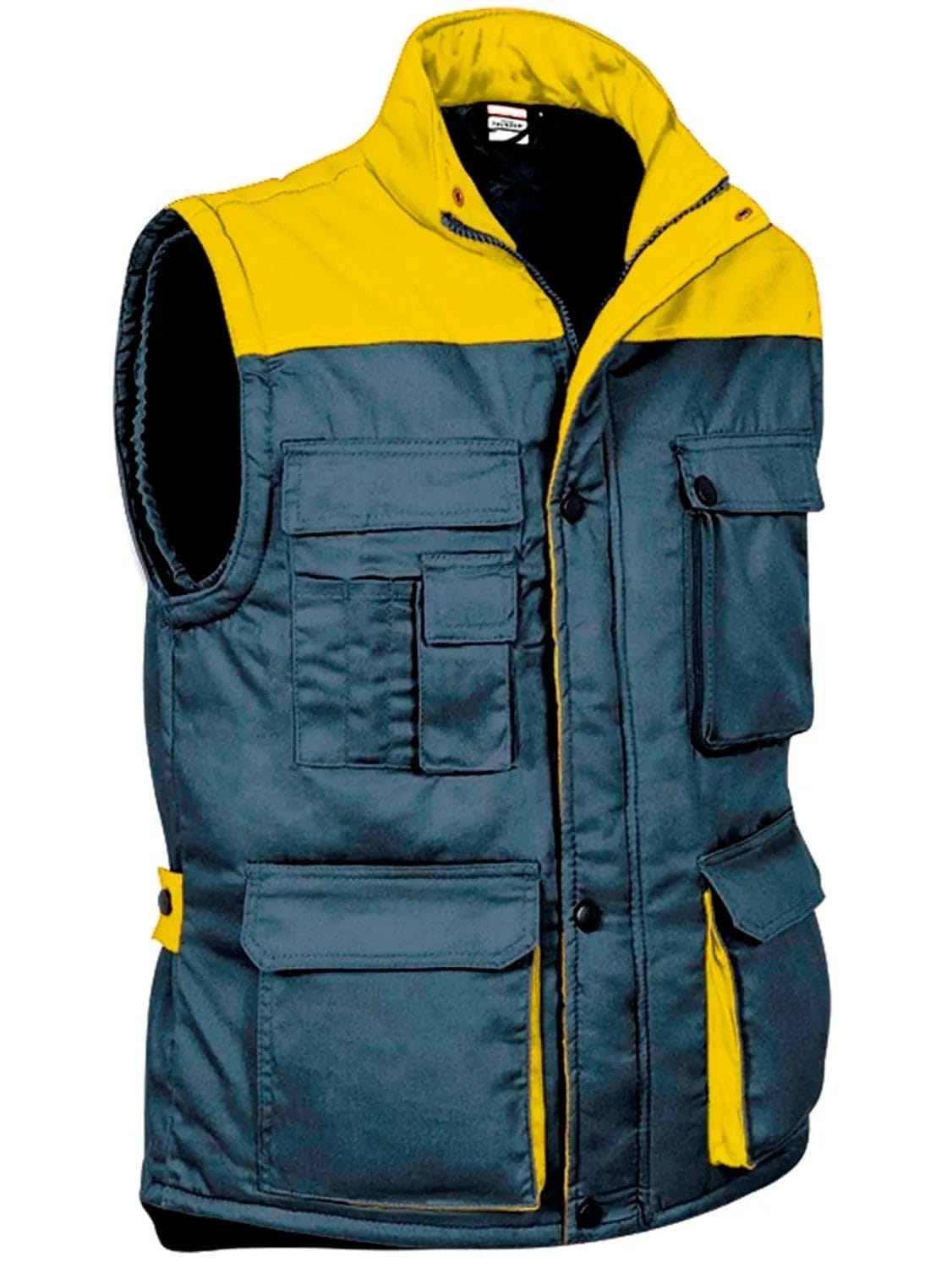 THUNDER Vestă matlasata termic, multi-buzunare, bicolora, Gri-Galben lemon