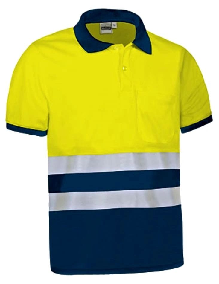 DELAWARE Tricou polo bicolor de Înaltă Vizibilitate Galben fluorescent-Bleumarin orion