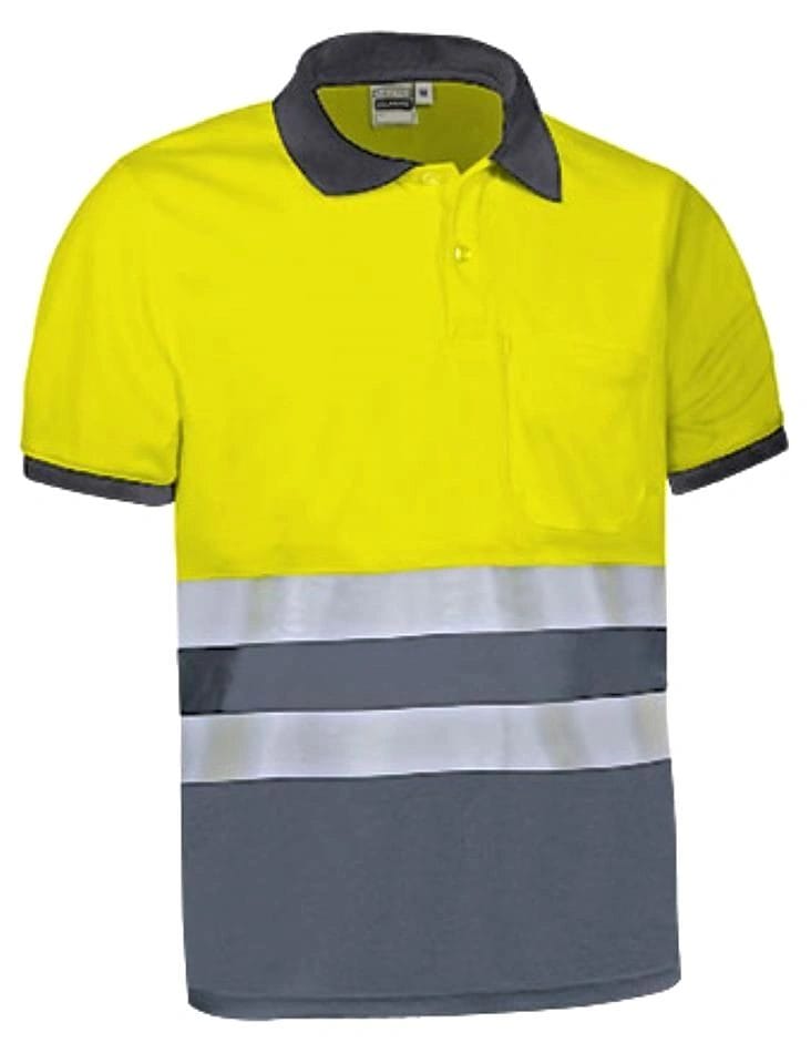 DELAWARE Tricou polo bicolor de Înaltă Vizibilitate Galben fluorescent-Gri mediu