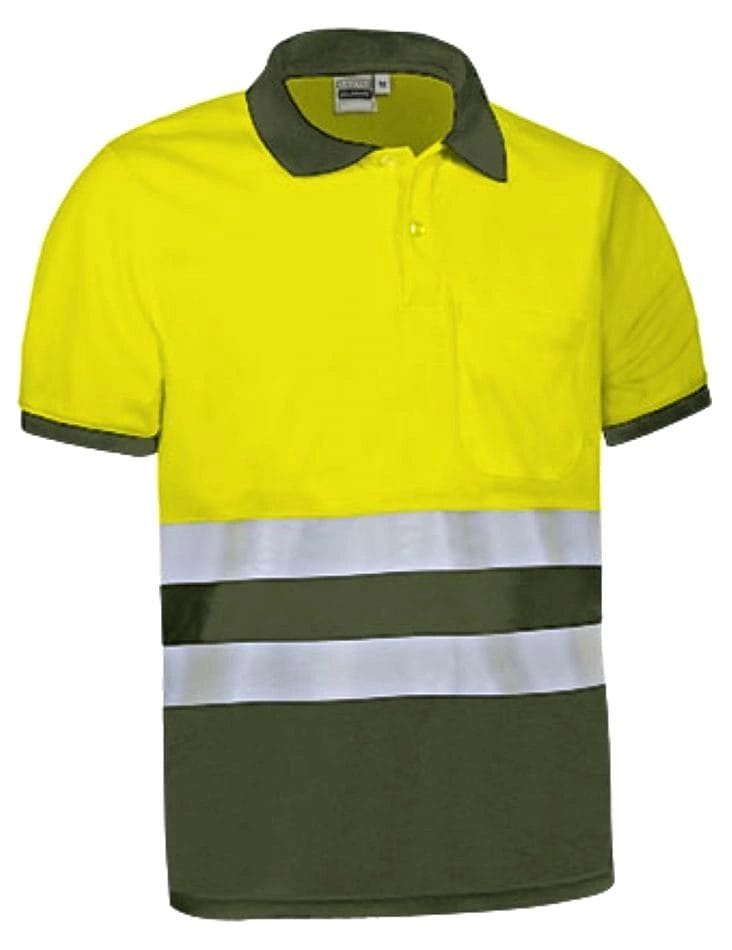 DELAWARE Tricou polo bicolor de Înaltă Vizibilitate Galben fluorescent-Verde militar