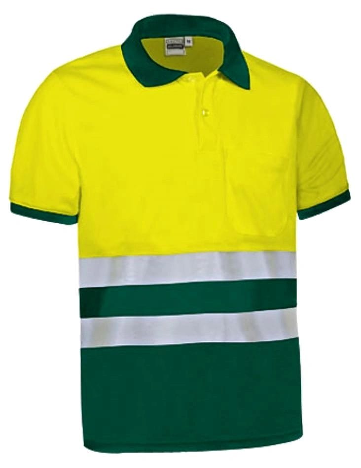 DELAWARE Tricou polo bicolor de Înaltă Vizibilitate Galben fluorescent-Verde sticla