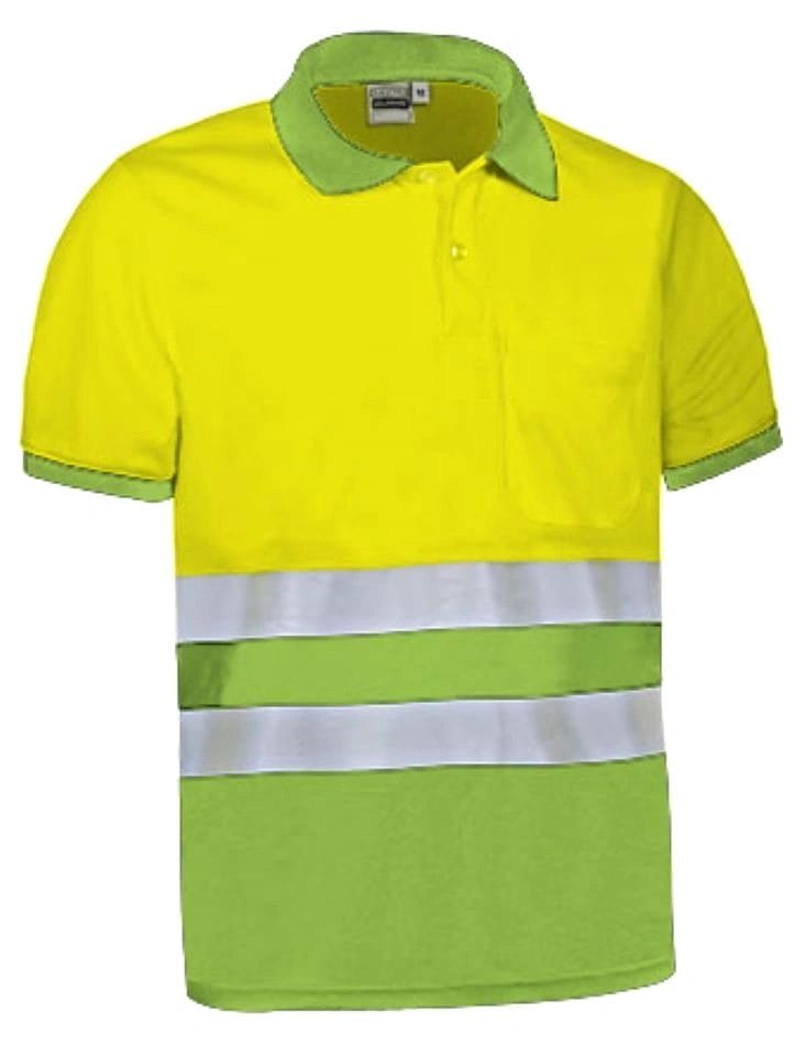 DELAWARE Tricou polo bicolor de Înaltă Vizibilitate Galben fluorescent-Verde mar
