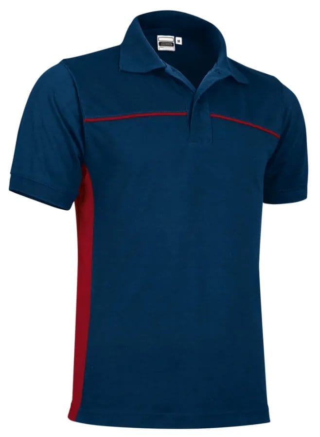 Tricou Polo THUNDER Bicolor bbc/Pe 220g, Premium CE Oeko-Tex, Bleumarin orion-Rosu lotus