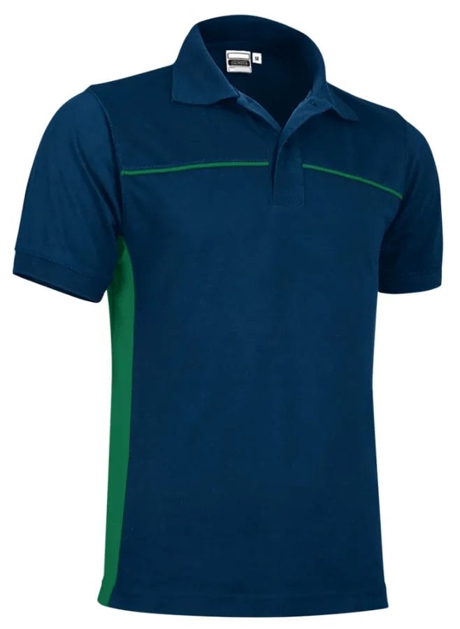 Tricou Polo THUNDER Bicolor bbc/Pe 220g, Premium CE Oeko-Tex, Bleumarin orion-Verde kelly