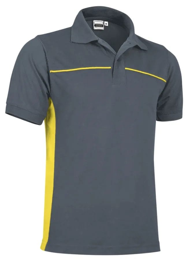 Tricou Polo THUNDER Bicolor bbc/Pe 220g, Premium CE Oeko-Tex, Gri-Galben lemon