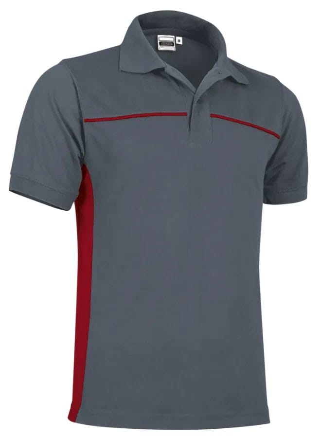 Tricou Polo THUNDER Bicolor bbc/Pe 220g, Premium CE Oeko-Tex, Gri-Rosu lotus