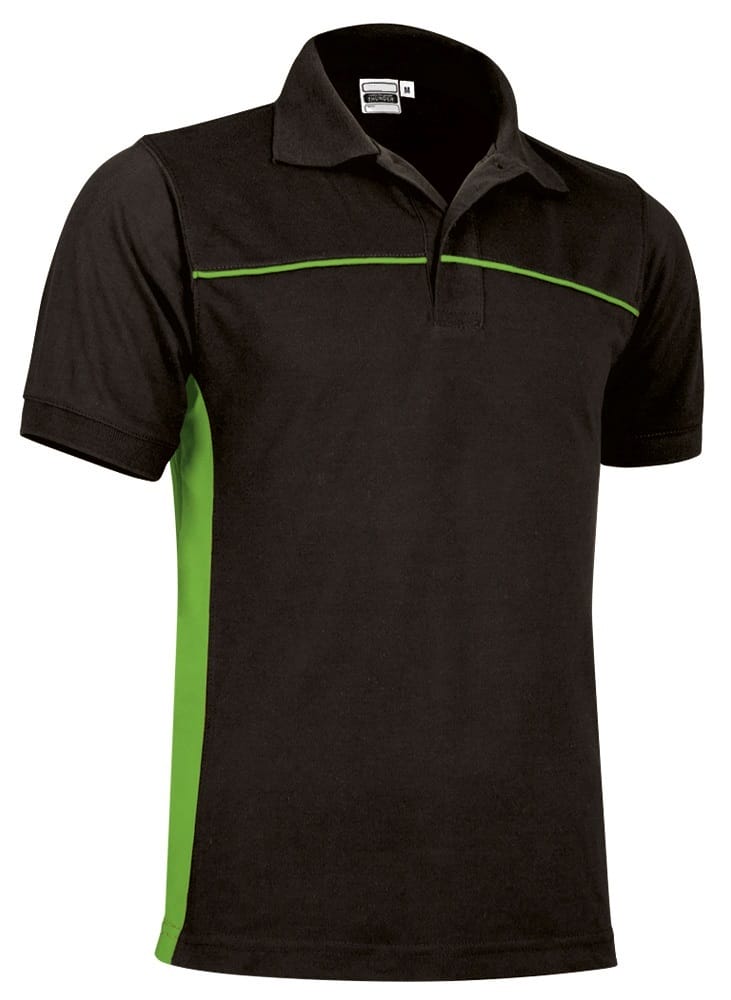 Tricou Polo THUNDER Bicolor bbc/Pe 220g, Premium CE Oeko-Tex, Negru-Verde mar