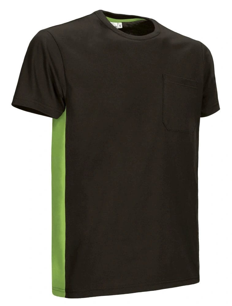 THUNDER Tricou bicolor cu buzunar Negru-Verde mar