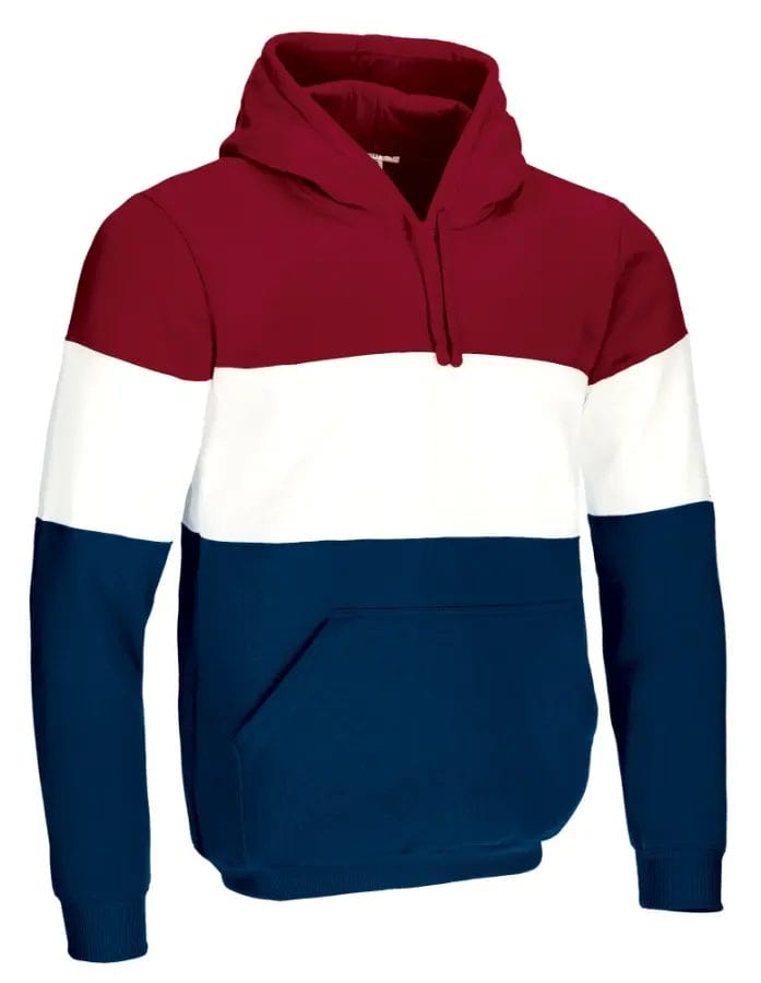 VARISITY Hanorac tricolor cu glugă si buzunar Roșu-Alb-Bleumarin orion