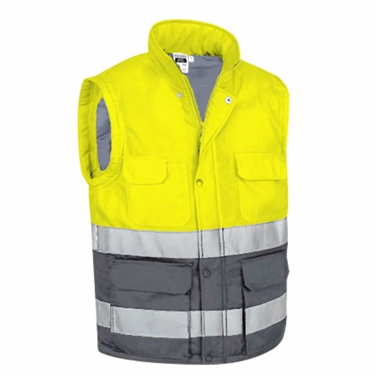 vestă bergen hi vis vătuită | multi buzunare | clasa 1 | eip galben fluorescent gri inchis