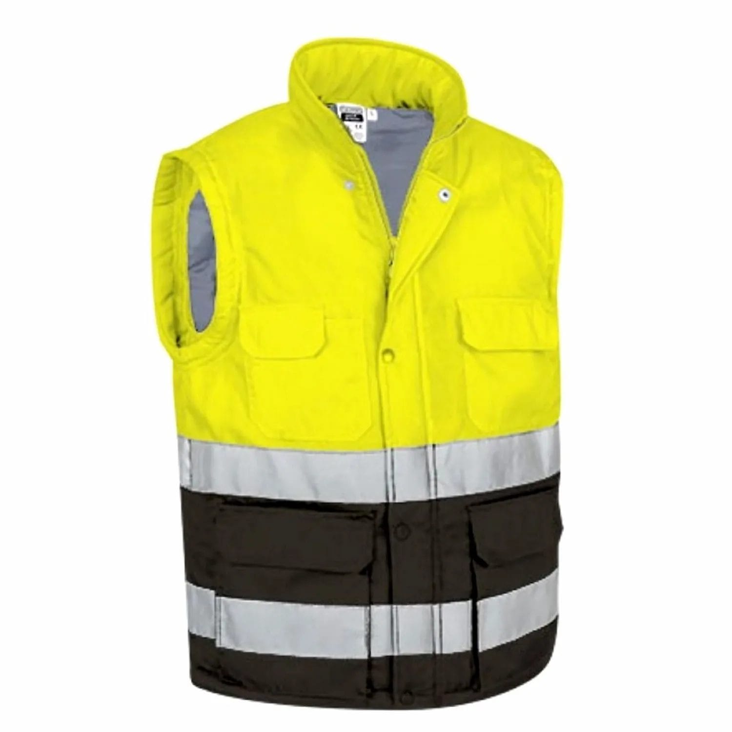 vestă bergen hi vis vătuită | multi buzunare | clasa 1 | eip galben fluorescent negru