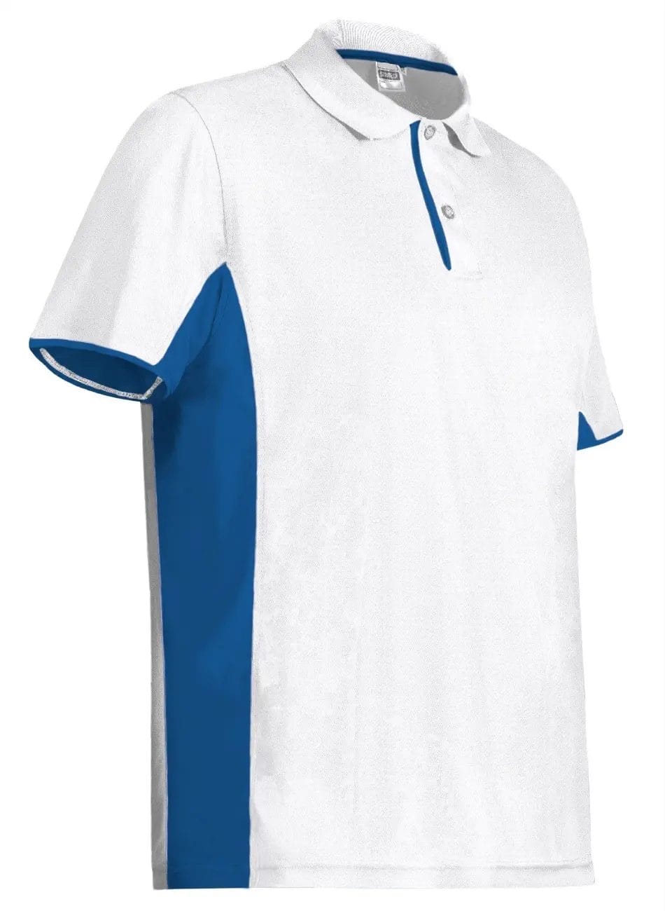 Tricou Polo tehnic bicolor STRATEGY 100% Pe,170g Alb-Albastru royal