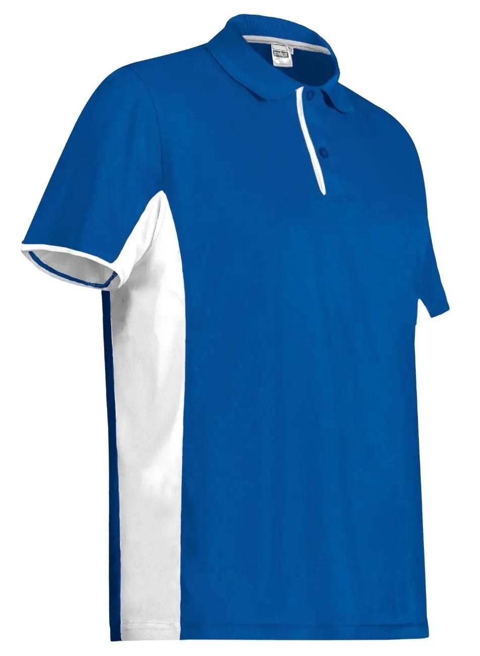 Tricou Polo tehnic bicolor STRATEGY 100% Pe, 170g Albastru royal-Alb