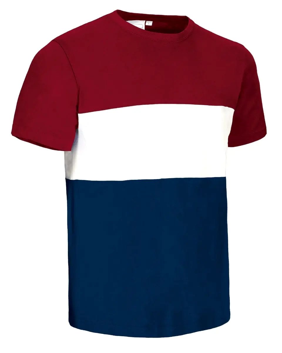 VARISITY Tricou design tricolor 100% bbc, 160 gr/mp Rosu-Alb-Bleumarin