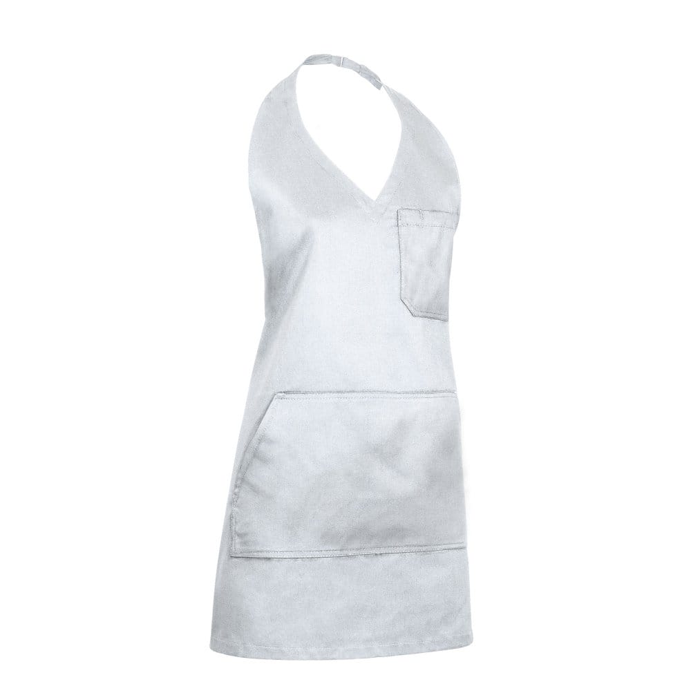BISTRO Șorț cu pieptar, multi-buzunare si decolteu in V, Alb
