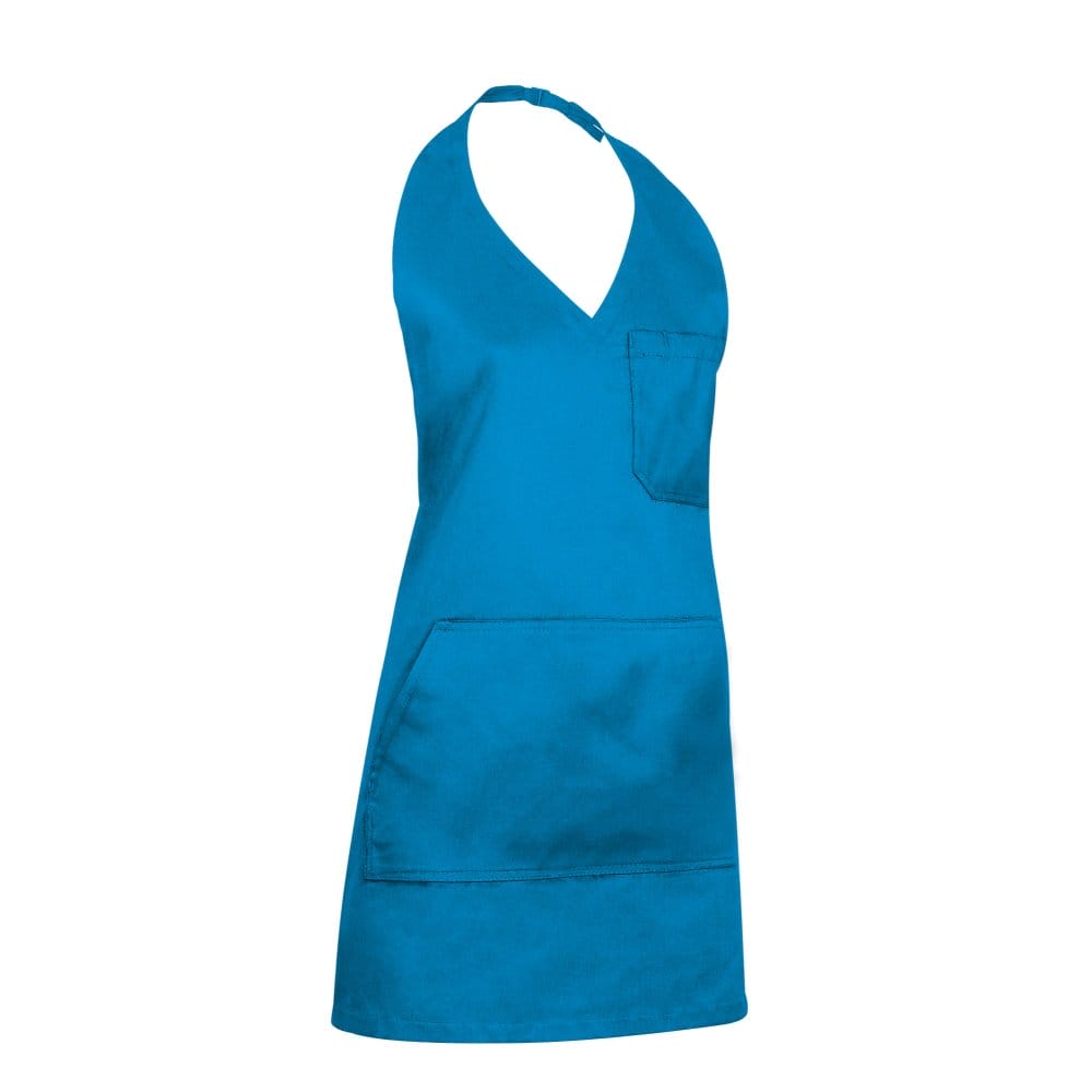 BISTRO Șorț cu pieptar, multi-buzunare si decolteu in V, Albastru tropical