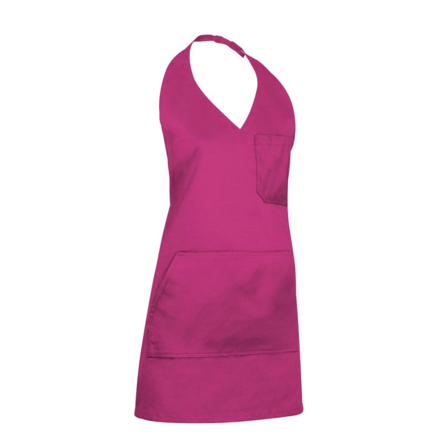 BISTRO Șorț cu pieptar, multi-buzunare si decolteu in V, Roz magenta
