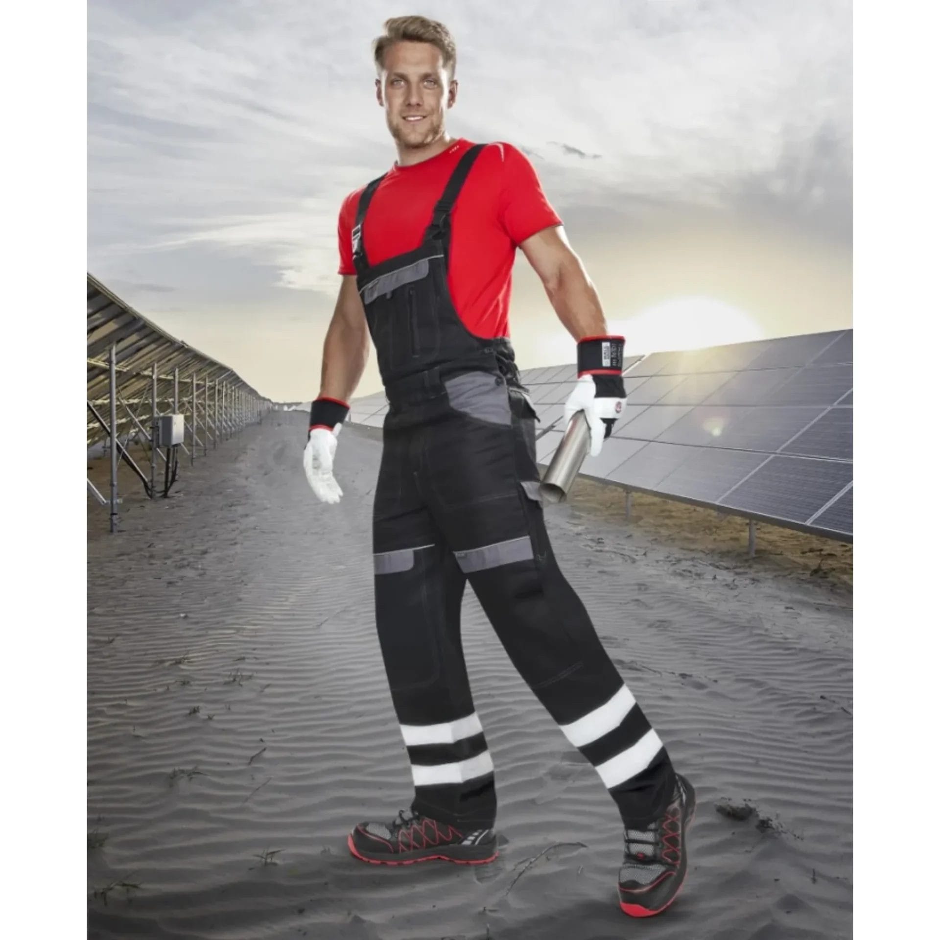 Pantaloni cu Bretele ARDON COOL TREND Bumbac 260g/m² Negru-Gri