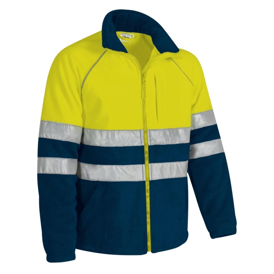 ANETO Jachetă fleece Hi-Vis Galben fluorescent-Bleumarin orion