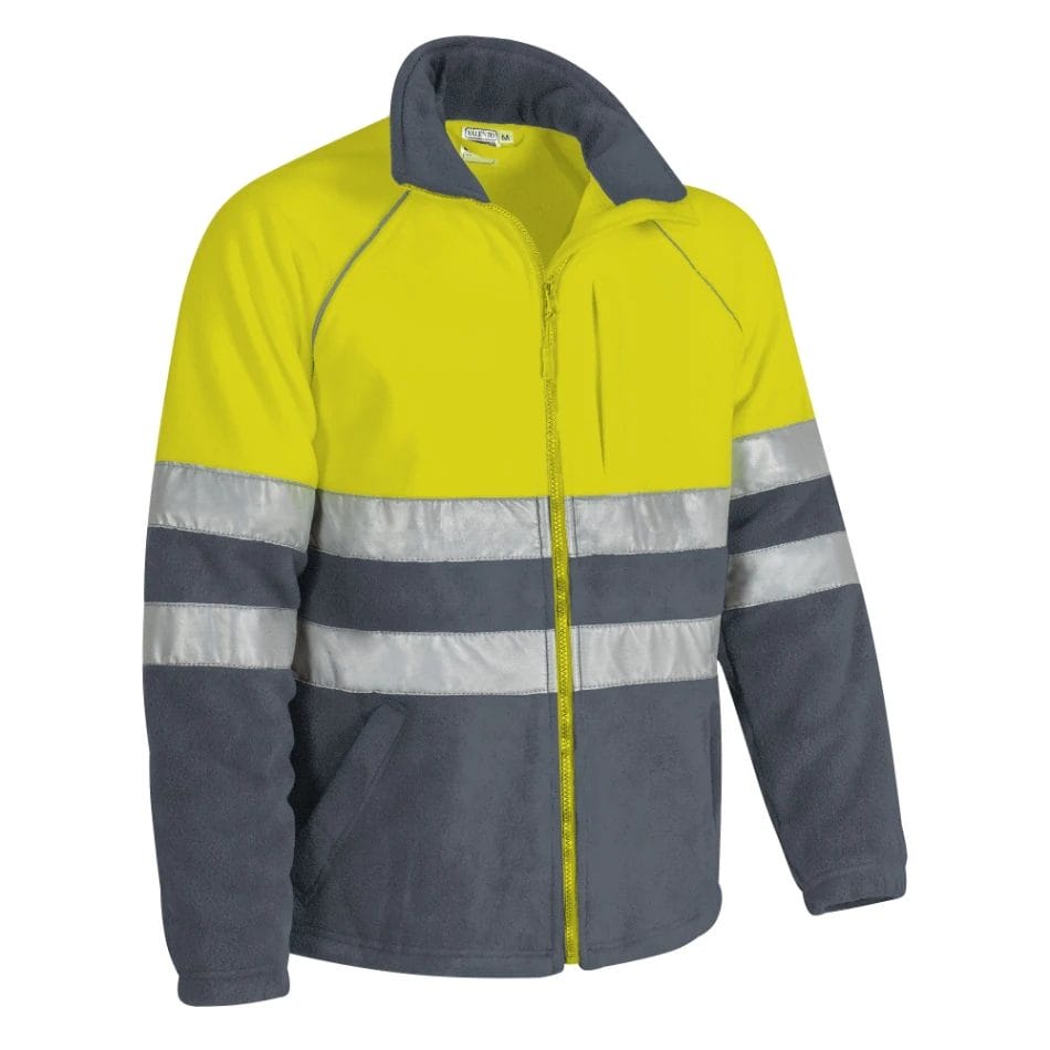 ANETO Jachetă fleece Hi-Vis Galben fluorescent-Gri