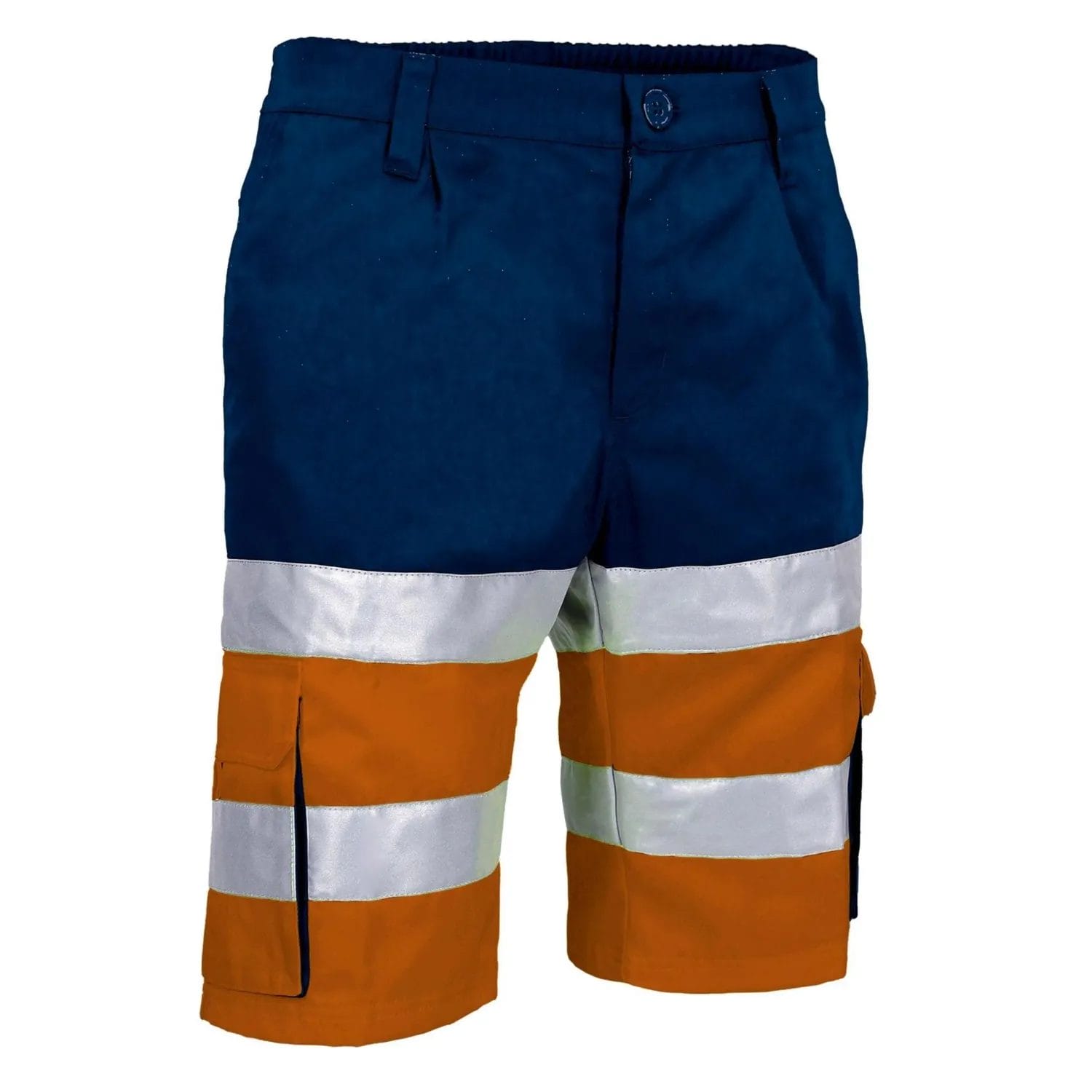BRANDON Pantaloni scurti de Înaltă Vizibilitate, bicolor multi-buzunare Portocaliu fluorescent-Bleumarin