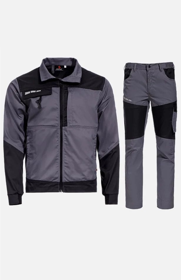 Costum de lucru cu pantaloni pieptar 2137-2138 EOS Stretch LIGHT GREY/DARK GREY