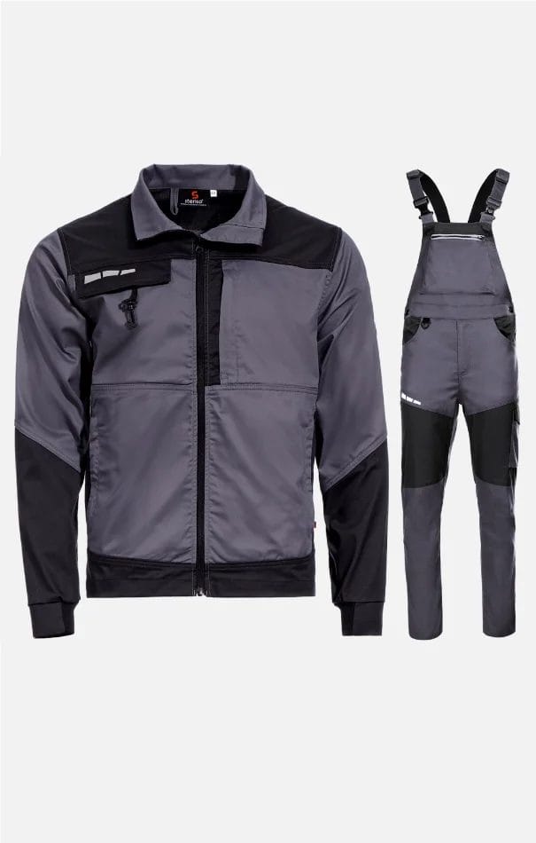 Costum de lucru cu pantaloni pieptar 2137-2139 EOS Stretch LIGHT GREY/DARK GREY