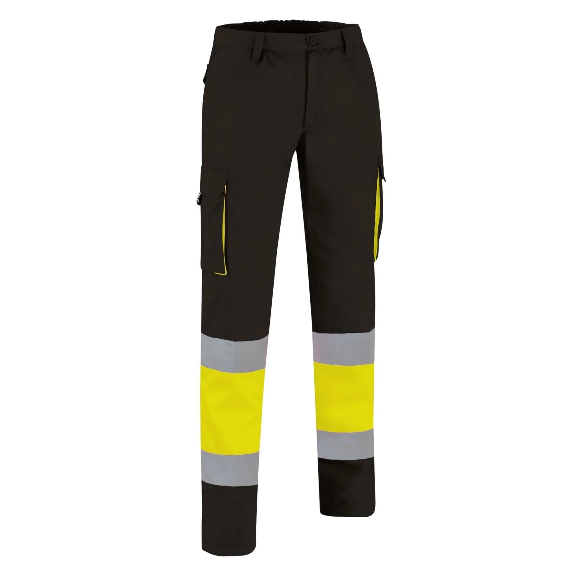 FACTORY HI-VIS Pantaloni reflectorizanti Tercot, multi-buzunare, Galben fluorescent-Negru