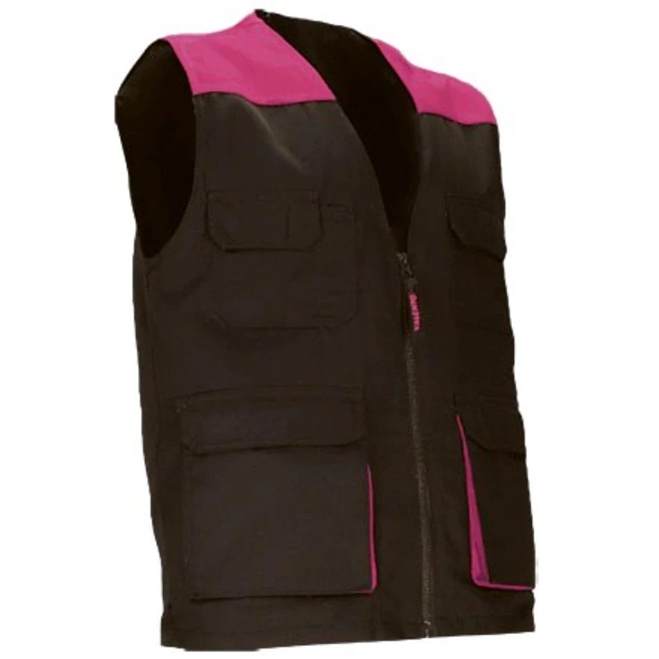 Vestă Lucru THUNDER Multi-buzunare | Bicolor | Twill 200g/mp Negru-Roz magenta