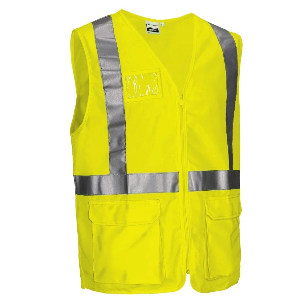 BRIDGE Vestă reflectorizantă cu suport pentru identificare și buzunare Galben
