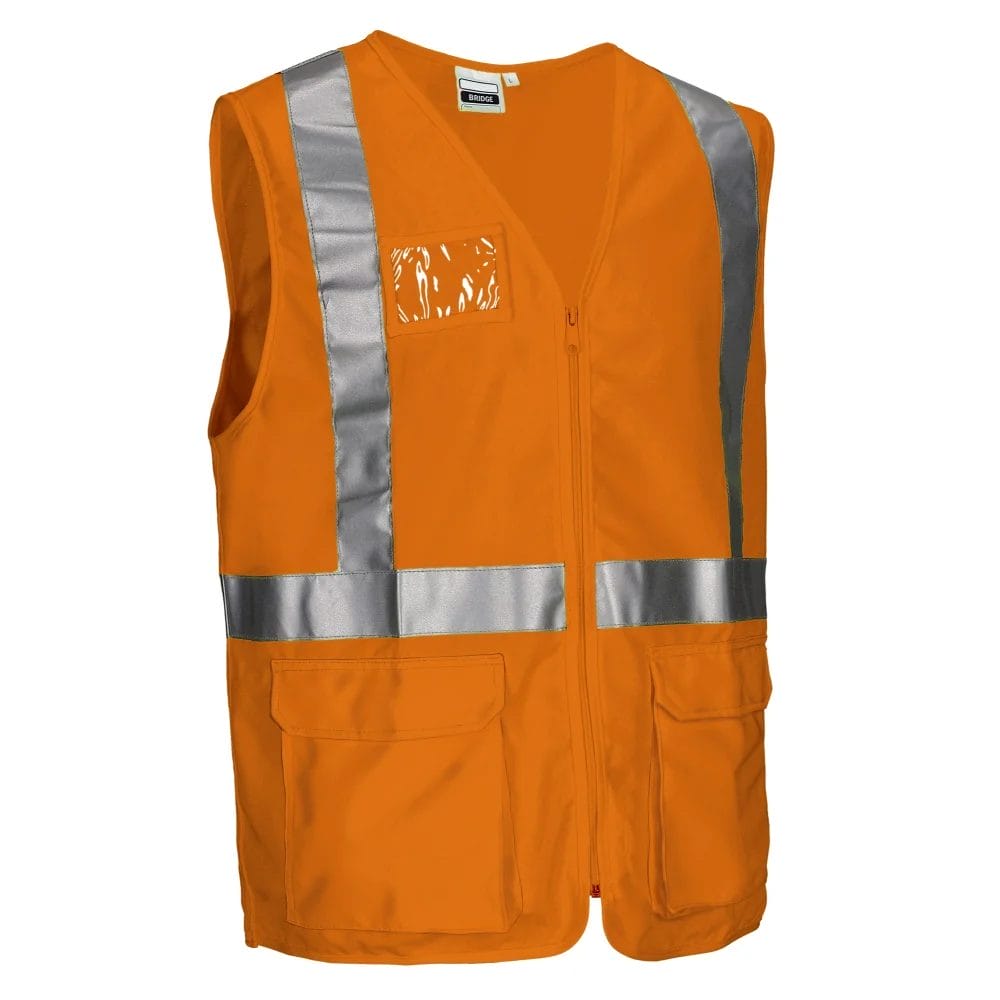 BRIDGE Vestă reflectorizantă cu suport pentru identificare și buzunare Portocaliu