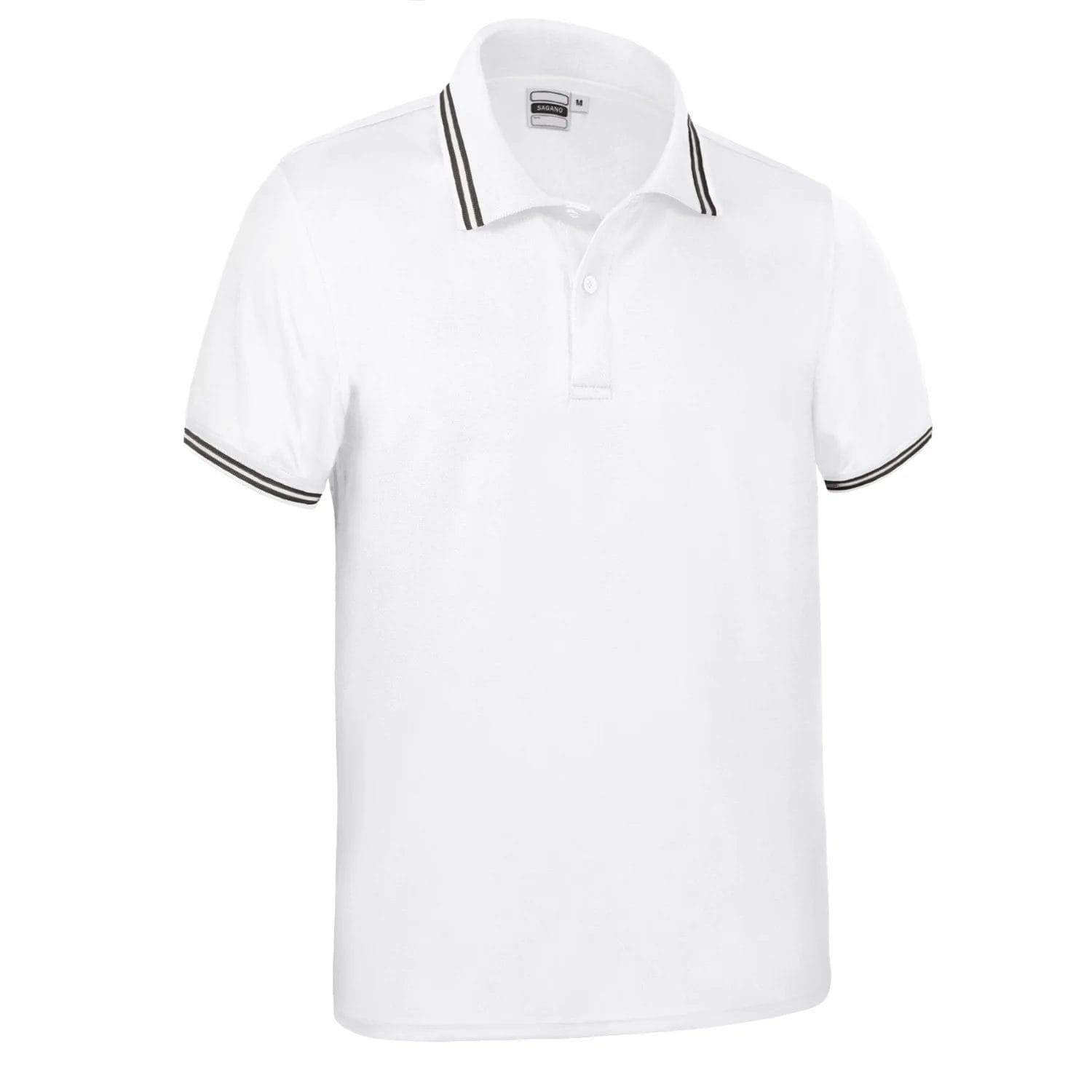 Tricou polo tehnic cu design cu dungi fine de culoare contrastantă Alb-Negru