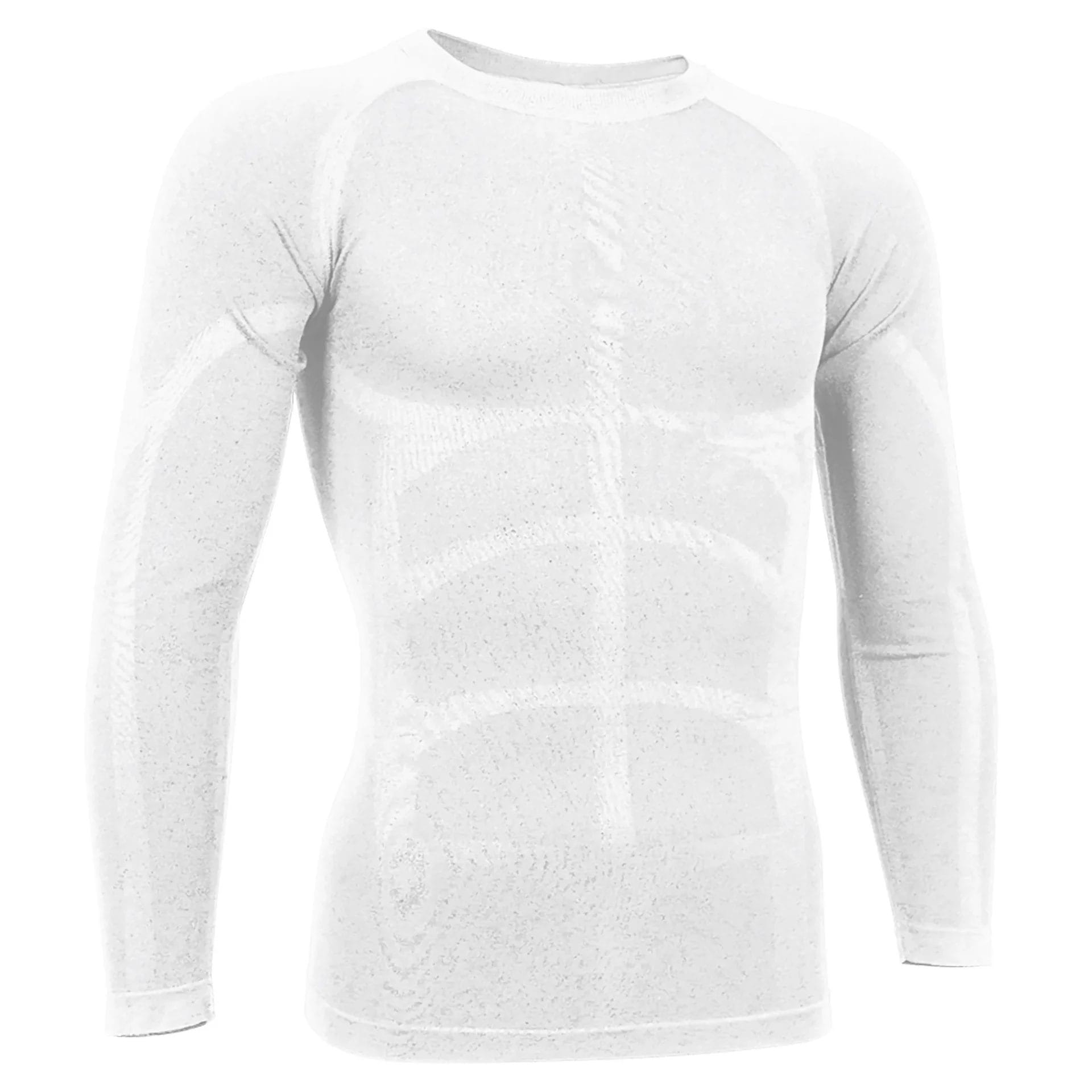 Tricou termic cu mânecă lungă, guler rotund, SKYNET Alb